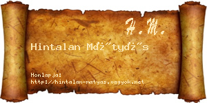 Hintalan Mátyás névjegykártya